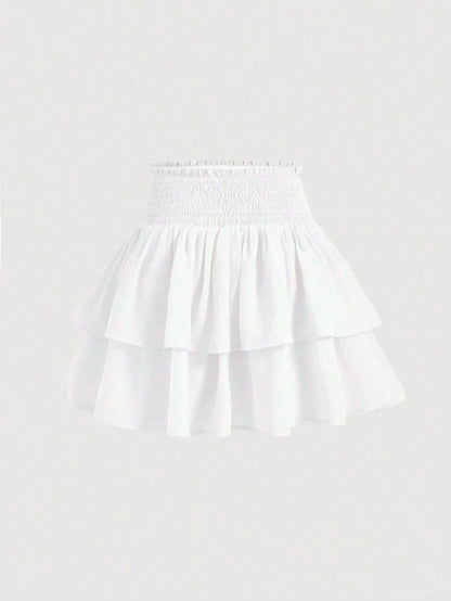 New High Waist Slim Cake Style Mini Skirt For Women White Spring, Y2K Aesthetic