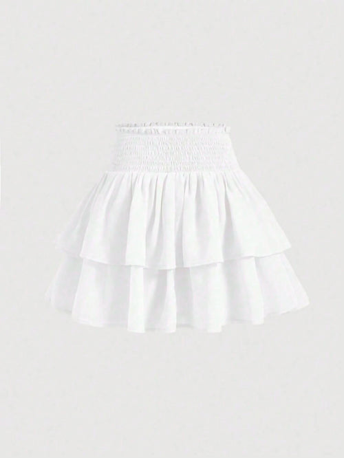 New High Waist Slim Cake Style Mini Skirt For Women White Spring, Y2K Aesthetic