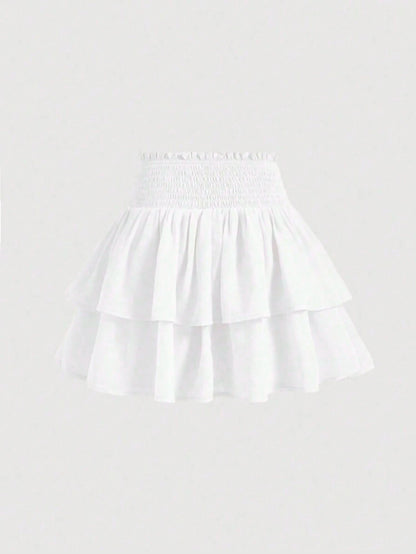 New High Waist Slim Cake Style Mini Skirt For Women White Spring, Y2K Aesthetic
