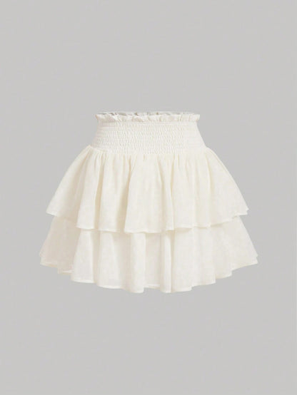 New High Waist Slim Cake Style Mini Skirt For Women White Spring, Y2K Aesthetic