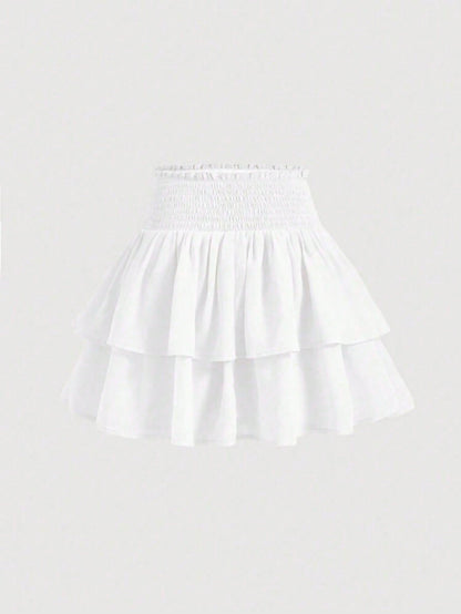 New High Waist Slim Cake Style Mini Skirt For Women White Spring, Y2K Aesthetic