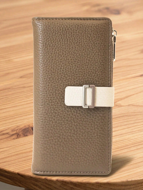 New Ladies Short Folding Wallet, Soft PU Zipper Multi-Function Large-Capacity Card Clip Coin Purse, Exquisite Fashion Simple Casual Walle