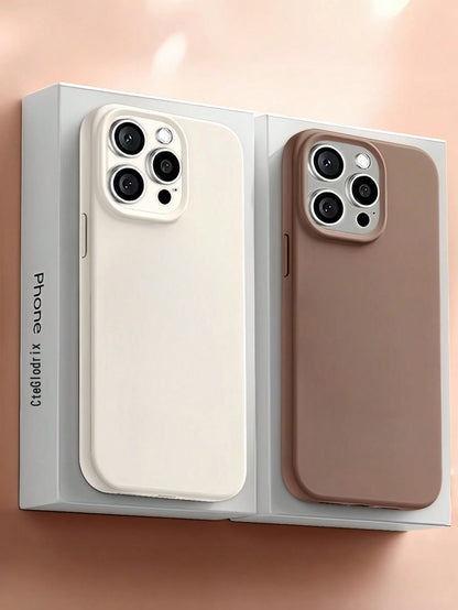 New Luxury Shockproof Soft Beige Phone Case, Compatible With IPhone 17 16 15 Pro 14 Plus 13 12 11 17 Pro Max Air XR XS Max X/XS 7/8 Plus 7/8, Anti-Drop Smooth Protective Shell, Durable, Fashion Design