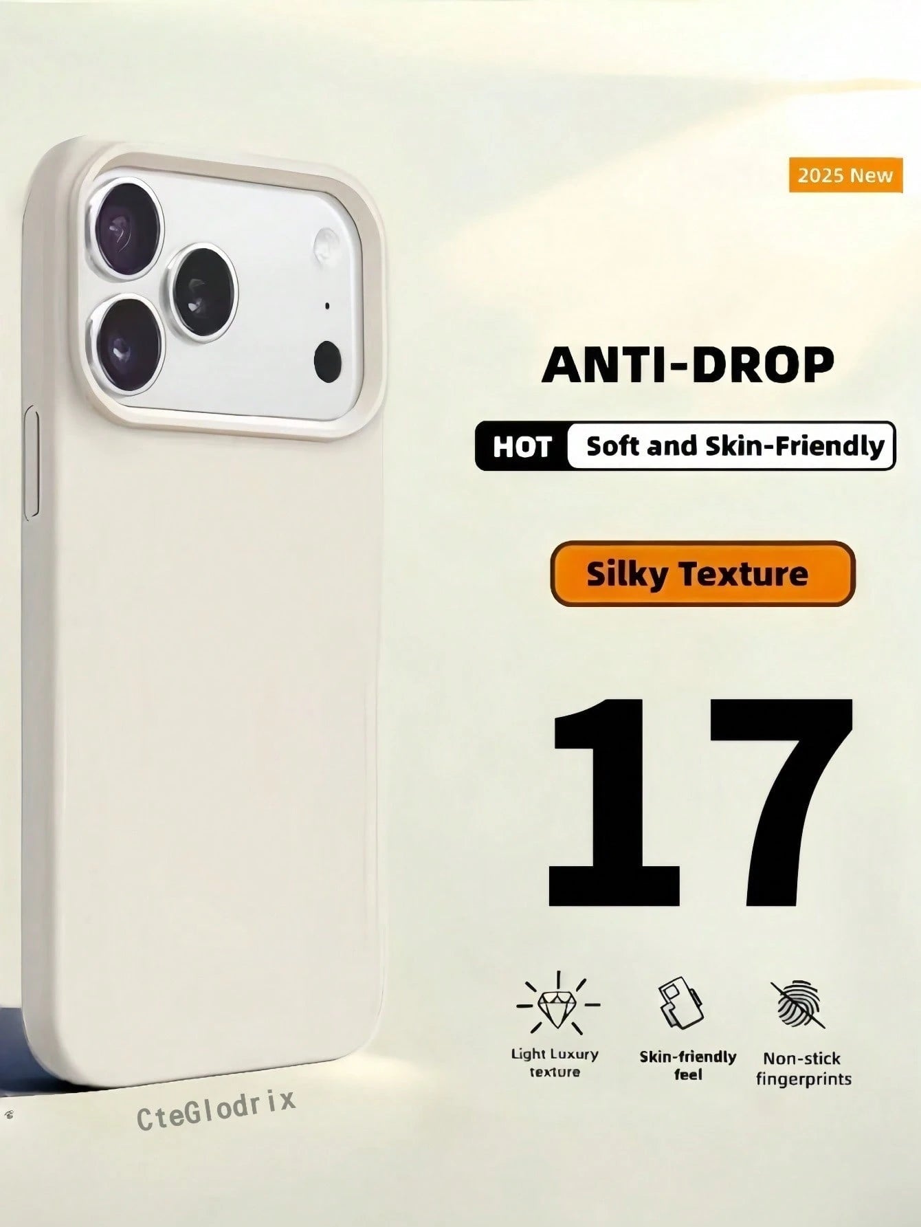 New Luxury Shockproof Soft Beige Phone Case, Compatible With IPhone 17 16 15 Pro 14 Plus 13 12 11 17 Pro Max Air XR XS Max X/XS 7/8 Plus 7/8, Anti-Drop Smooth Protective Shell, Durable, Fashion Design