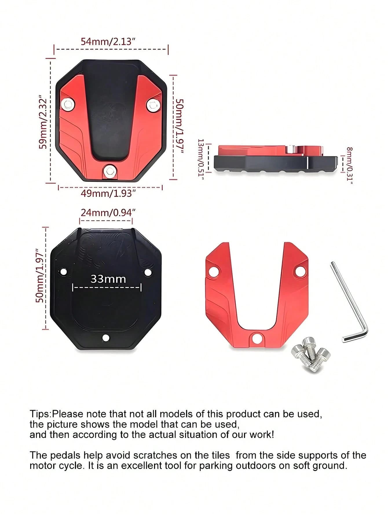 New Motorcycle Side Stand Accessories: Anti-Slip Motorcycle Side Stand Extension Plate, Side Stand Accessory With Extended Base, Motorcycle Aluminum Alloy Kickstand Accessory, Side Stand Accessory Wit