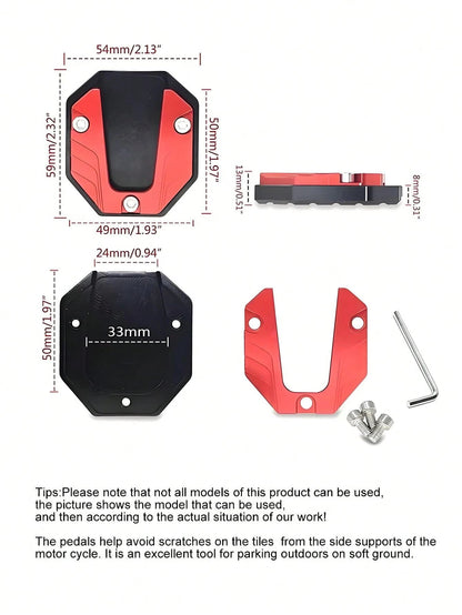 New Motorcycle Side Stand Accessories: Anti-Slip Motorcycle Side Stand Extension Plate, Side Stand Accessory With Extended Base, Motorcycle Aluminum Alloy Kickstand Accessory, Side Stand Accessory Wit
