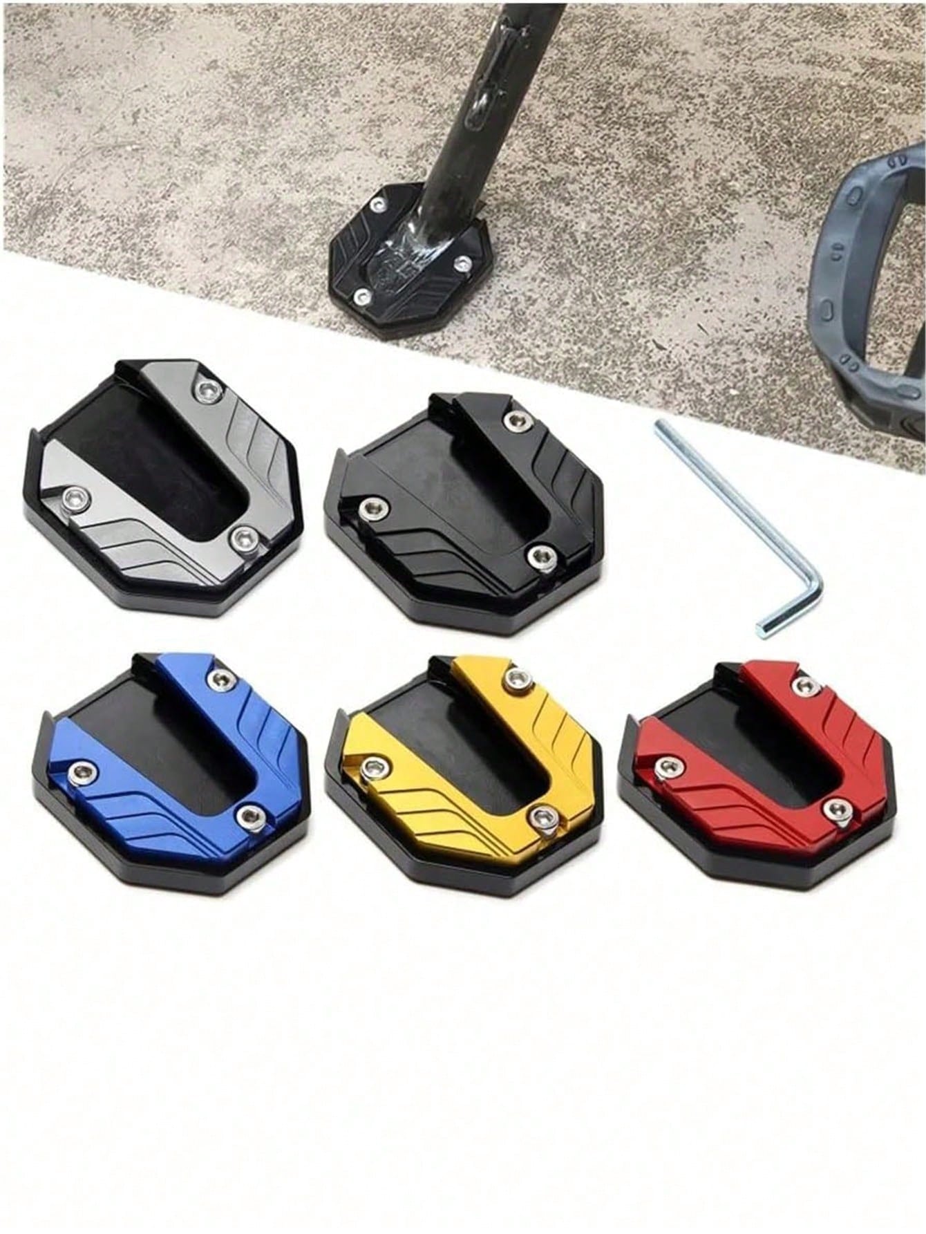 New Motorcycle Side Stand Accessories: Anti-Slip Motorcycle Side Stand Extension Plate, Side Stand Accessory With Extended Base, Motorcycle Aluminum Alloy Kickstand Accessory, Side Stand Accessory Wit