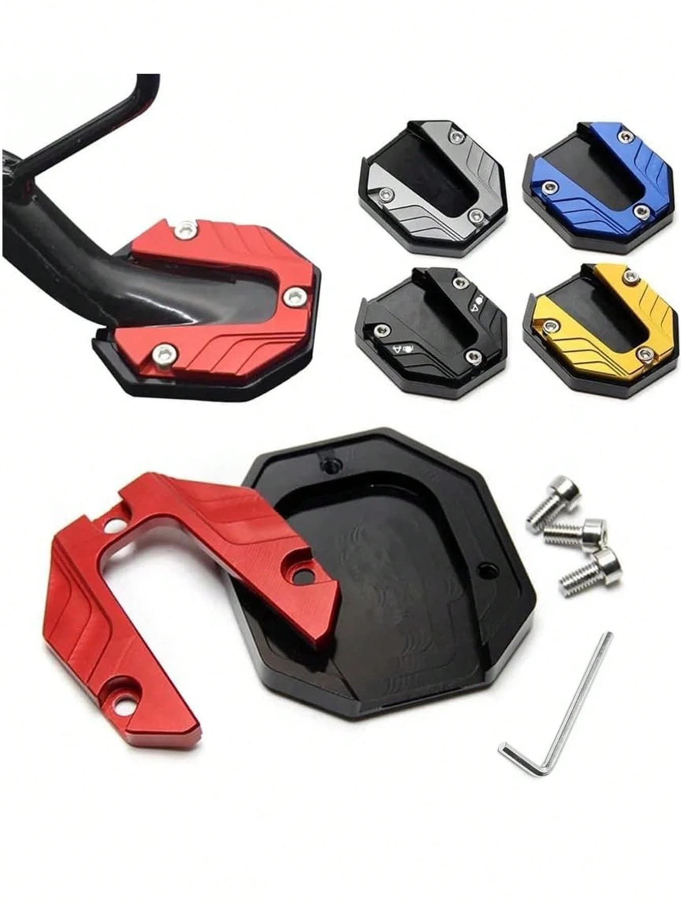 New Motorcycle Side Stand Accessories: Anti-Slip Motorcycle Side Stand Extension Plate, Side Stand Accessory With Extended Base, Motorcycle Aluminum Alloy Kickstand Accessory, Side Stand Accessory Wit