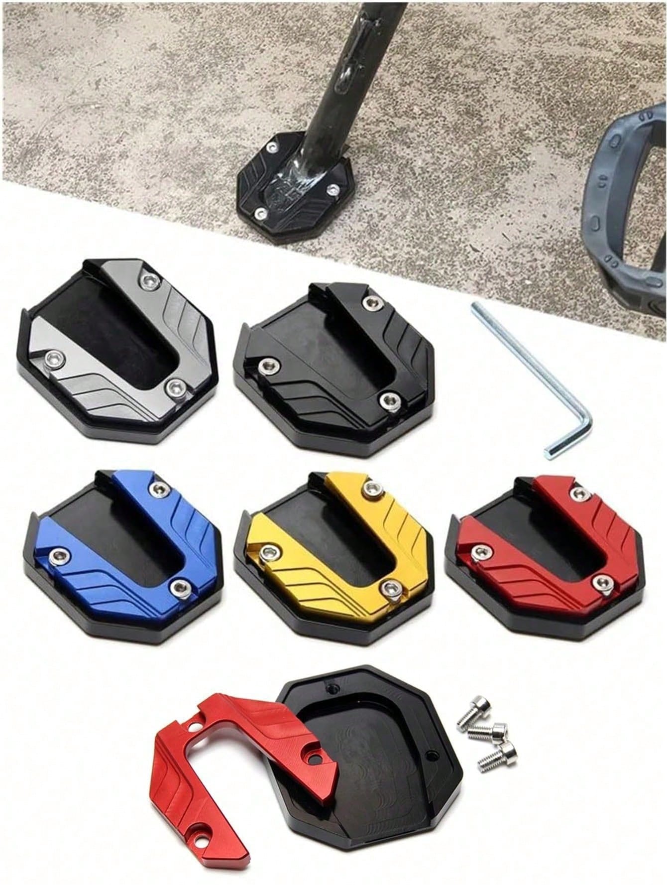 New Motorcycle Side Stand Accessories: Anti-Slip Motorcycle Side Stand Extension Plate, Side Stand Accessory With Extended Base, Motorcycle Aluminum Alloy Kickstand Accessory, Side Stand Accessory Wit