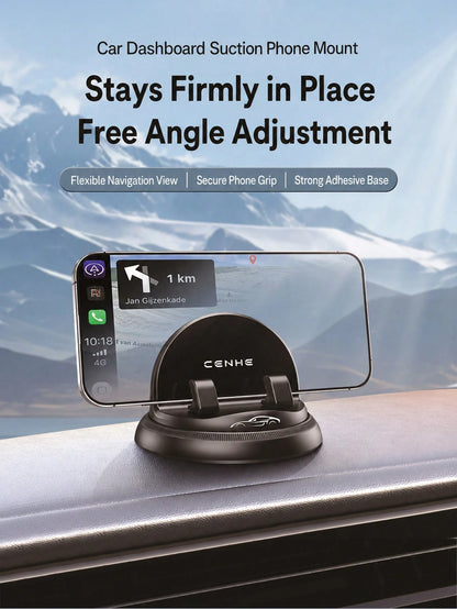 New Nano Gel Car Dashboard Phone Holder 360° Rotating Base Anti-Slip Anti-Vibration Suitable For 4.7-7.2 Inch Devices One-Hand Operation Suction Cup Dashboard Mount Car Navigation Bracket