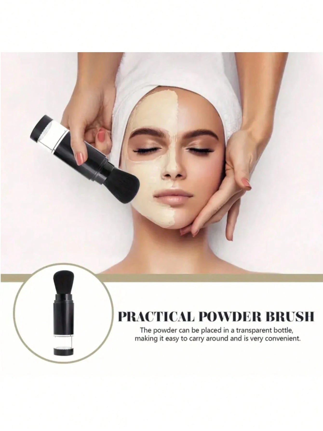 New Portable Refillable Powder Brush, Retractable Makeup Brush Tool For Reusable Powder, Blush, Body Powder, Suitable For Makeup, Travel, SPF Powder Compact,Foundation Brush,Concealer Brush,Blush Brus