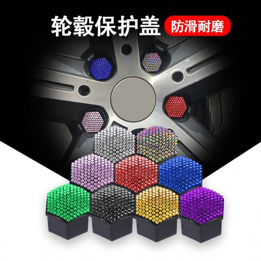 New Rhinestone Car Tire Nut Covers, Universal Wheel Hub Decorative Screw Caps Auto Wheel Ornaments