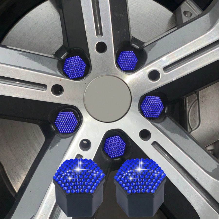 New Rhinestone Car Tire Nut Covers, Universal Wheel Hub Decorative Screw Caps Auto Wheel Ornaments