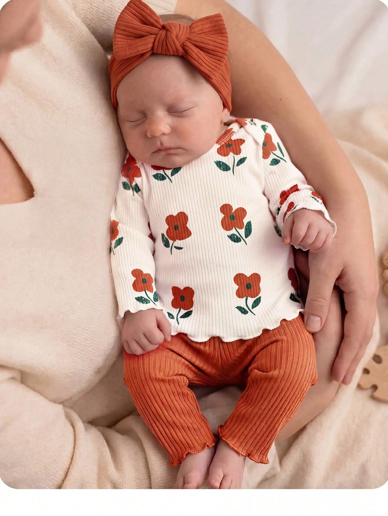 Newborn Baby Floral Print Long Sleeve Top And Pants Casual Daily Home Sleepwear Set