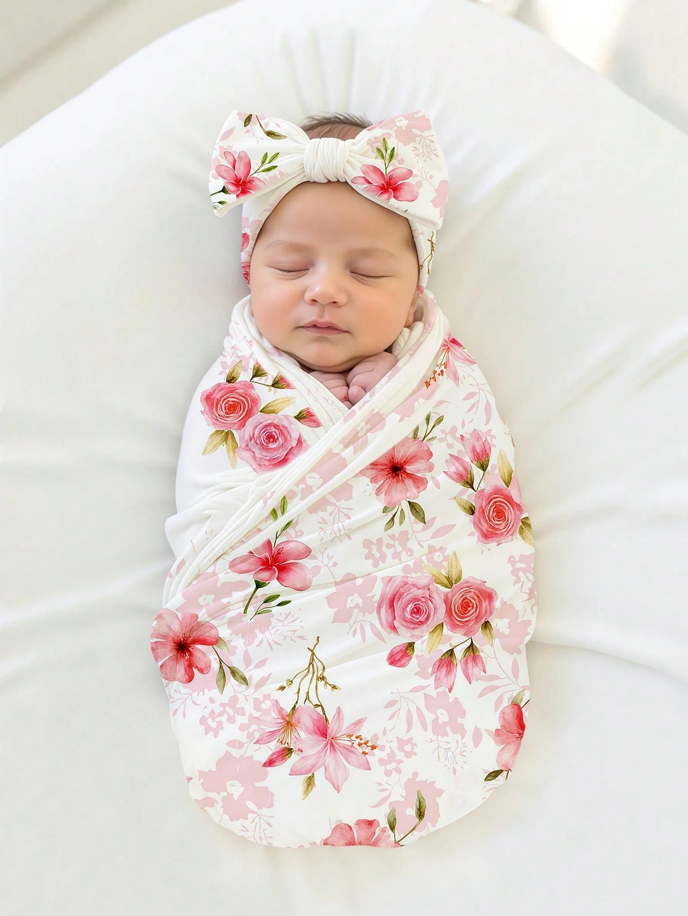 Newborn Baby Floral Print Photography Headband Set