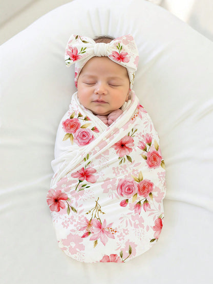 Newborn Baby Floral Print Photography Headband Set