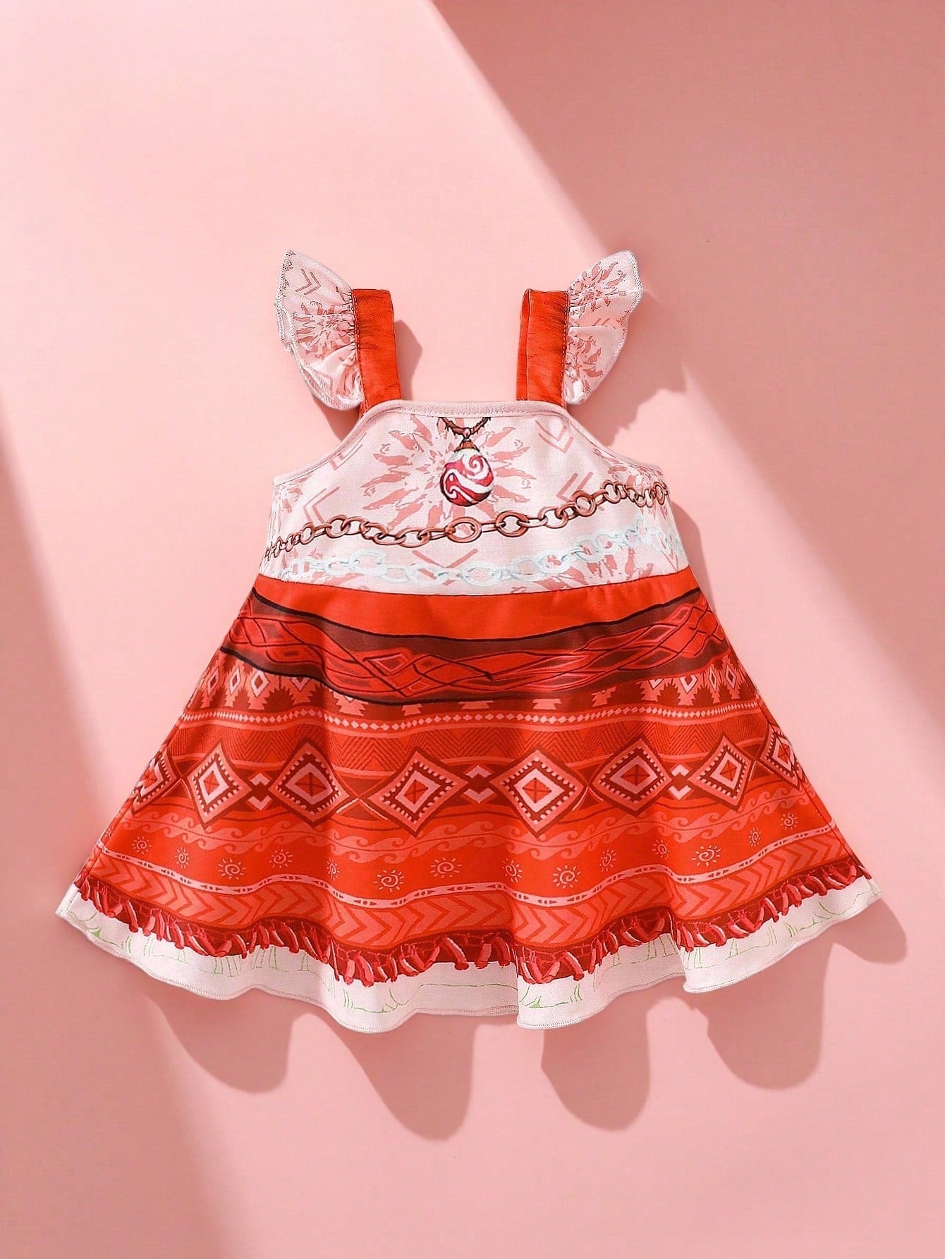 Newborn Baby Girl Cute Princess Costume Ruffled Sleeves Dress For Birthday Party Vacation Holiday,Suitable For Autumn And Red Cute