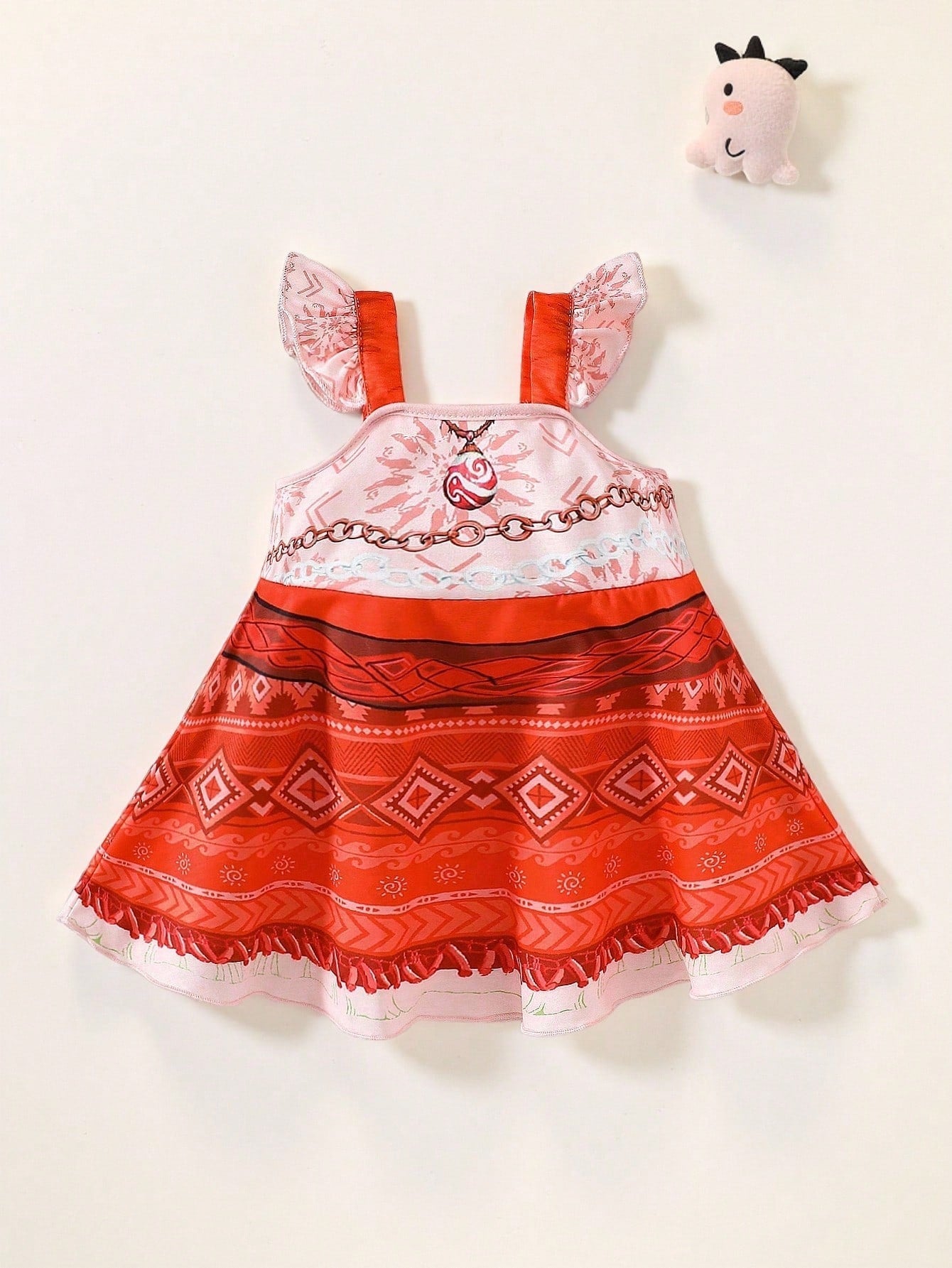 Newborn Baby Girl Cute Princess Costume Ruffled Sleeves Dress For Birthday Party Vacation Holiday,Suitable For Autumn And Red Cute