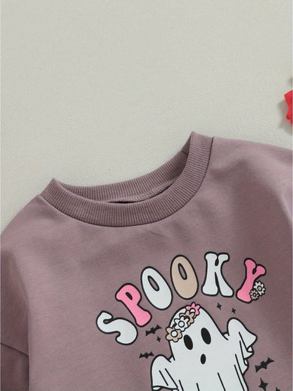 Newborn Baby Girls Halloween Romper Sweatshirt Letters Long Sleeve Bodysuits 3M 6M 9M 12M 18M 24M Infant Casual Tee Tops