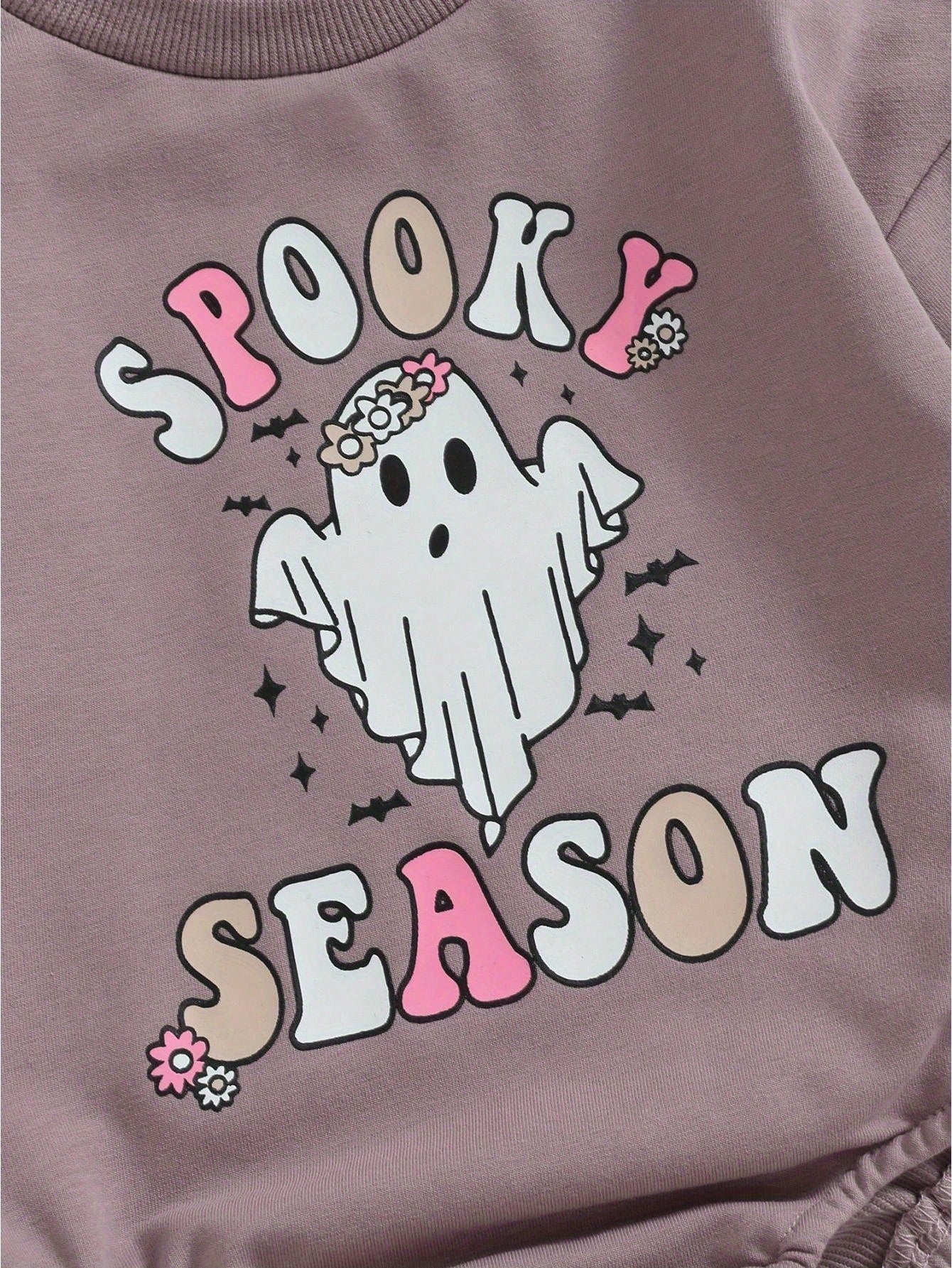 Newborn Baby Girls Halloween Romper Sweatshirt Letters Long Sleeve Bodysuits 3M 6M 9M 12M 18M 24M Infant Casual Tee Tops
