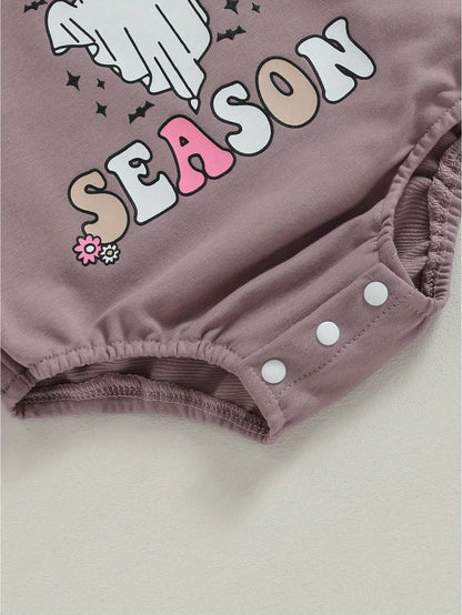 Newborn Baby Girls Halloween Romper Sweatshirt Letters Long Sleeve Bodysuits 3M 6M 9M 12M 18M 24M Infant Casual Tee Tops