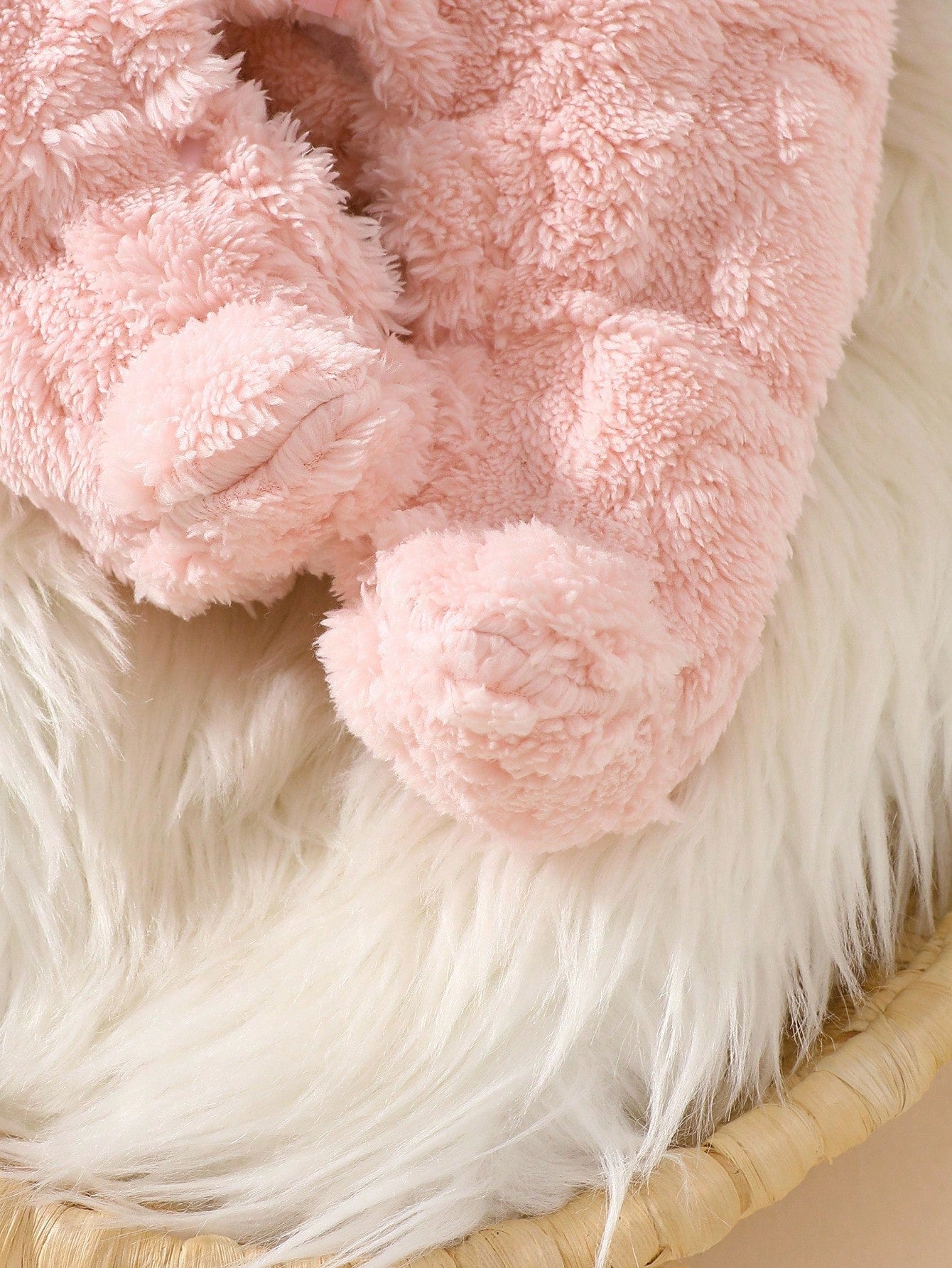 Newborn Baby Pink Rabbit Ear Hooded Romper Soft Plush Jumpsuit Outfit Infant 0-9 Months Winter Kawaii Red Polka Sibling Matching Fall Clothes