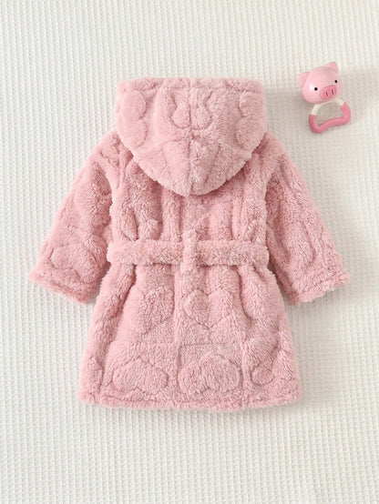Newborn Baby Plush Long Sleeve Hooded Robe Autumn Winter