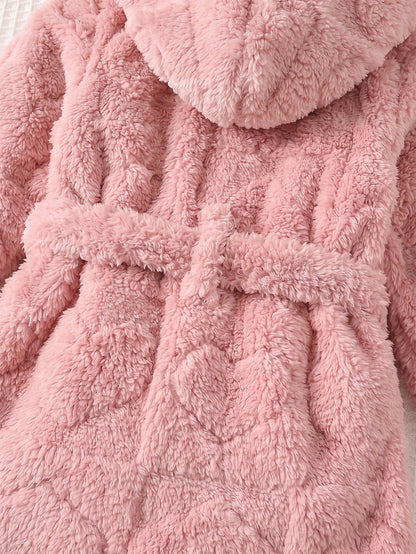 Newborn Baby Plush Long Sleeve Hooded Robe Autumn Winter
