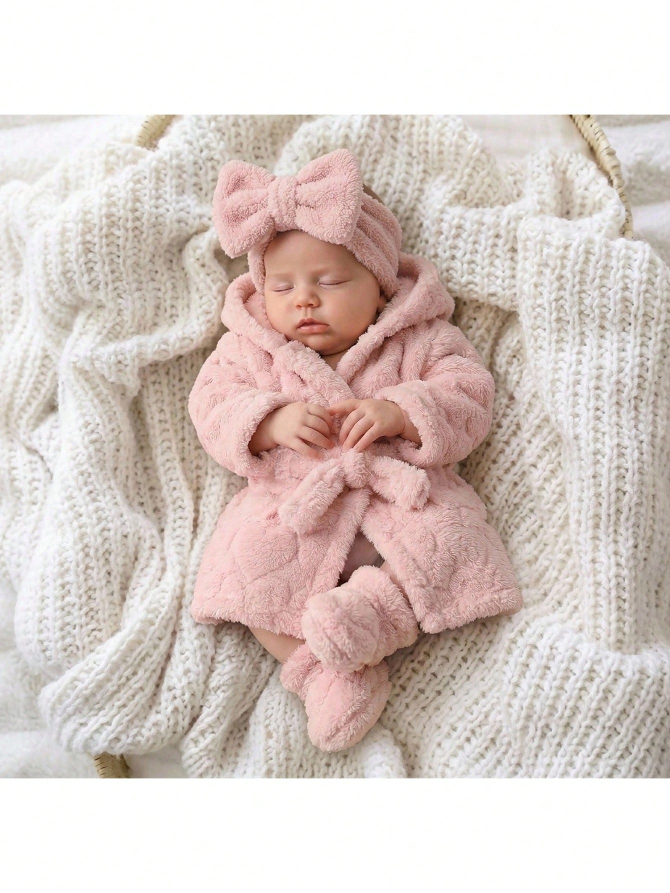 Newborn Baby Plush Long Sleeve Hooded Robe Autumn Winter