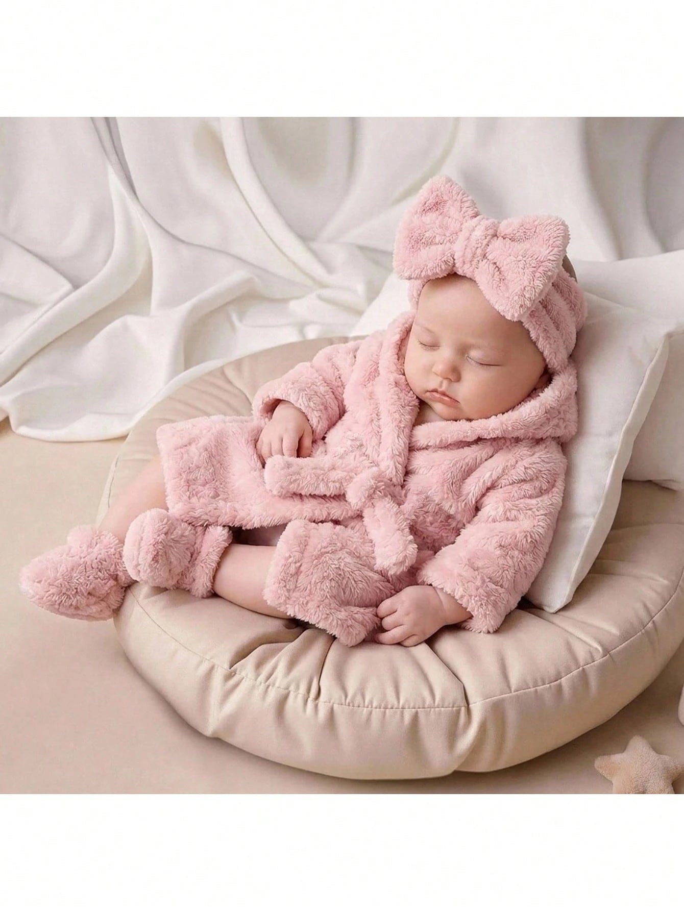 Newborn Baby Plush Long Sleeve Hooded Robe Autumn Winter