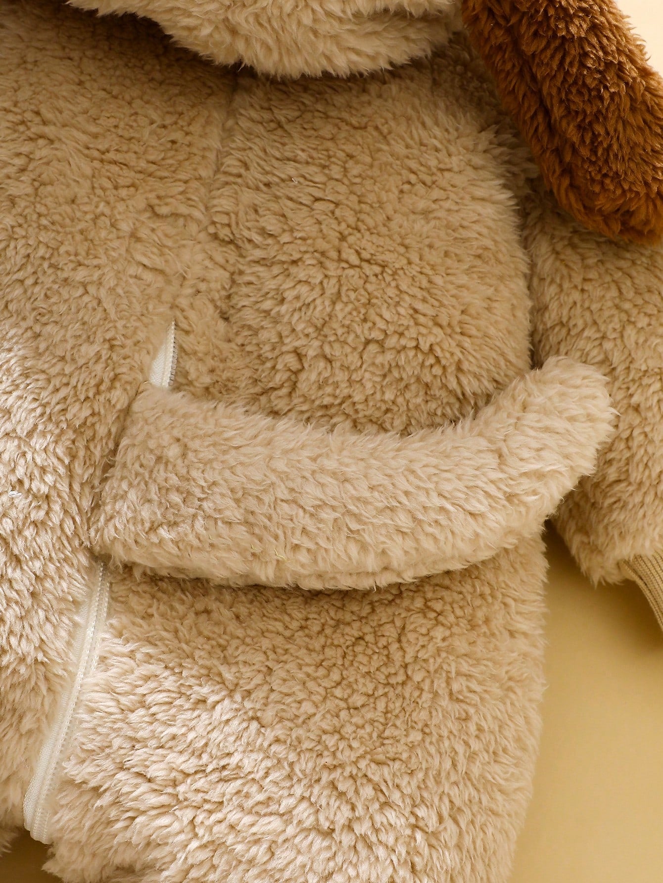 Newborn Cute Plush 3D Puppy Hooded Long Sleeve Jumpsuit With Feet