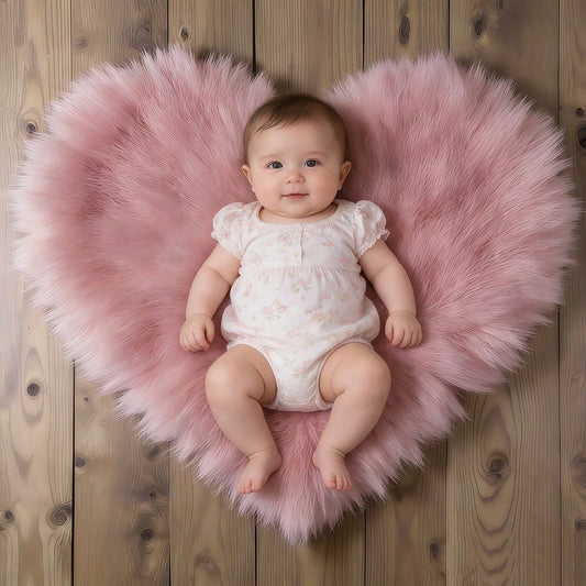 Newborn Photography Mat White/Pink/Beige Heart-Shaped Mat Baby Photo Backdrop Prop