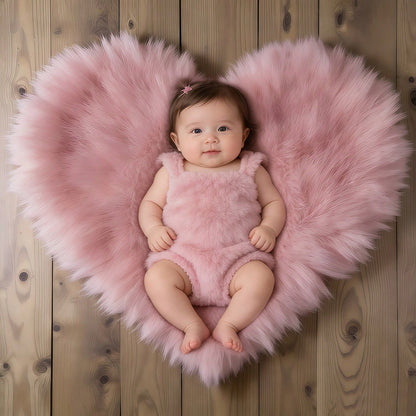 Newborn Photography Mat White/Pink/Beige Heart-Shaped Mat Baby Photo Backdrop Prop