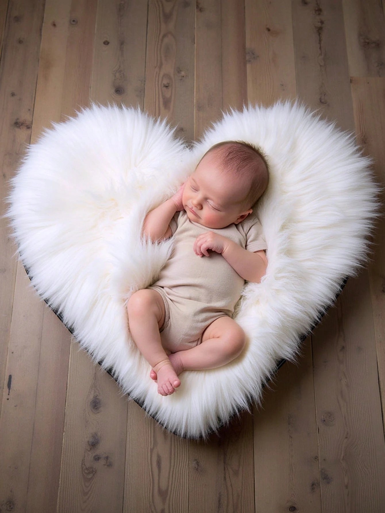 Newborn Photography Mat White/Pink/Beige Heart-Shaped Mat Baby Photo Backdrop Prop