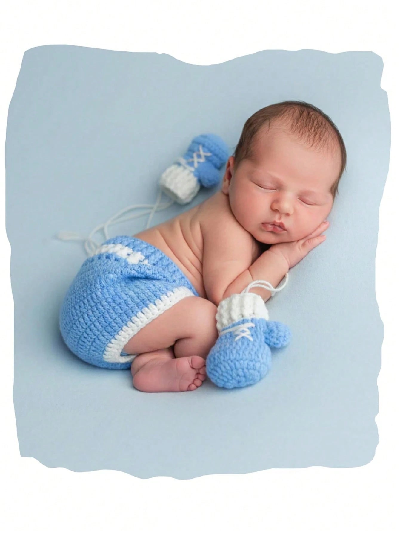Newborn Photoshoot Outfits Props For Boys Girls Crochet Boxing Champion Gloves & Shorts Set For Baby Photography
