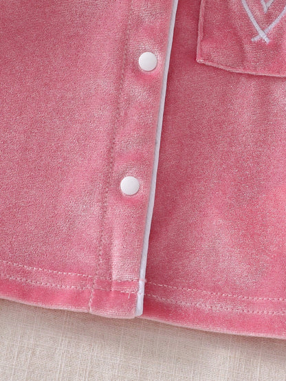 Newborn Pink Sweet Cute Bow Pattern Long Pants Long Sleeve Casual Comfortable 2-Piece Set Loungewear