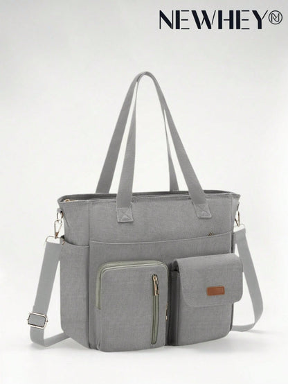 NEWHEY Men's Canvas Tote Bag, Large Capacity Multi-Compartment Design, Waterproof & Durable, Fits 12.9 Inch Tablet, Reinforced Hand Strap + Adjustable Shoulder Strap, Suitable For Office Commute, Scho