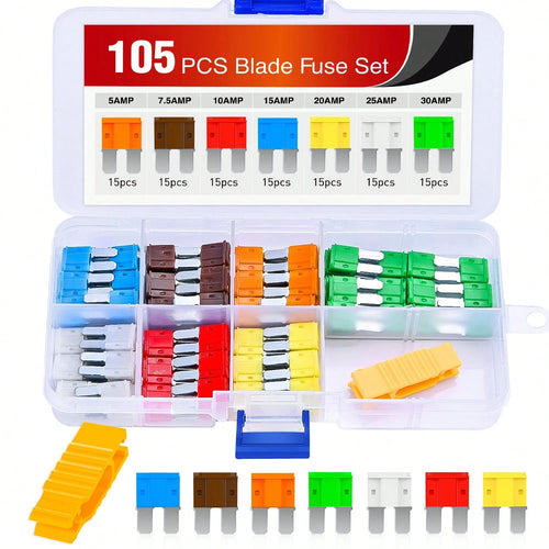 Nilight 105PCS Micro2 Fuse ATR APT Car Blade Fuses Assortment Kit Micro 2 Replacement 5A 7.5A 10A 15A 20A 25A 30A Automotive With Puller For Cars Trucks SUVs RVs