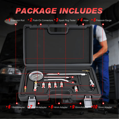 Nilight 11PCS Engine Compression Tester Kit 300 PSI Compression Gauge With Spark Plug Tester, Cylinder Pressure Tester, Engine Compression Test Tool For Car Motorcycle ATV UTV Truck SUV Gasoline Engin