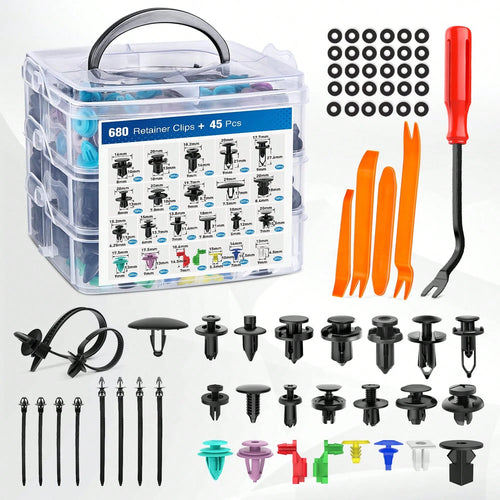 Nilight 725Pcs Car Trim Clips Set With Removal Tools, 26 Sizes Car Plastic Rivets Set, Assorted Retainer Clips Fasteners Kit For Bumper, Door- Universal Auto Body Rivet Clips And Fastener Remover