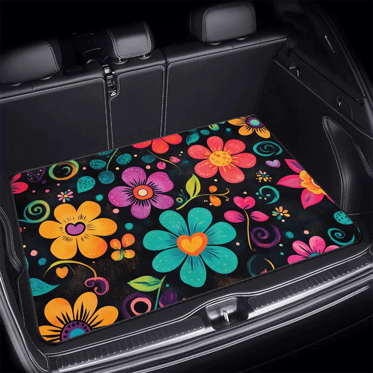 Non-Slip Car Trunk Mat Suitable For Storage And Decoration- Non-Slip Rubber Mat With Colorful Petal Pattern, Durable Trunk Organizer, Suitable For Trunk Liners Of Most Car Models