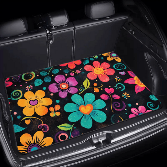 Non-Slip Car Trunk Mat Suitable For Storage And Decoration- Non-Slip Rubber Mat With Colorful Petal Pattern, Durable Trunk Organizer, Suitable For Trunk Liners Of Most Car Models