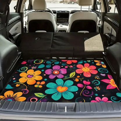 Non-Slip Car Trunk Mat Suitable For Storage And Decoration- Non-Slip Rubber Mat With Colorful Petal Pattern, Durable Trunk Organizer, Suitable For Trunk Liners Of Most Car Models