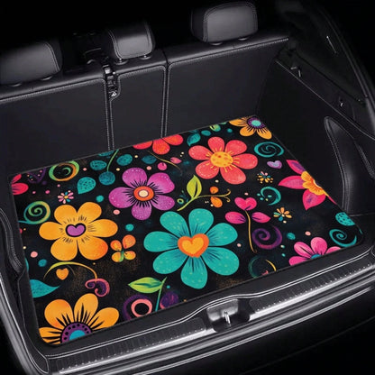 Non-Slip Car Trunk Mat Suitable For Storage And Decoration- Non-Slip Rubber Mat With Colorful Petal Pattern, Durable Trunk Organizer, Suitable For Trunk Liners Of Most Car Models