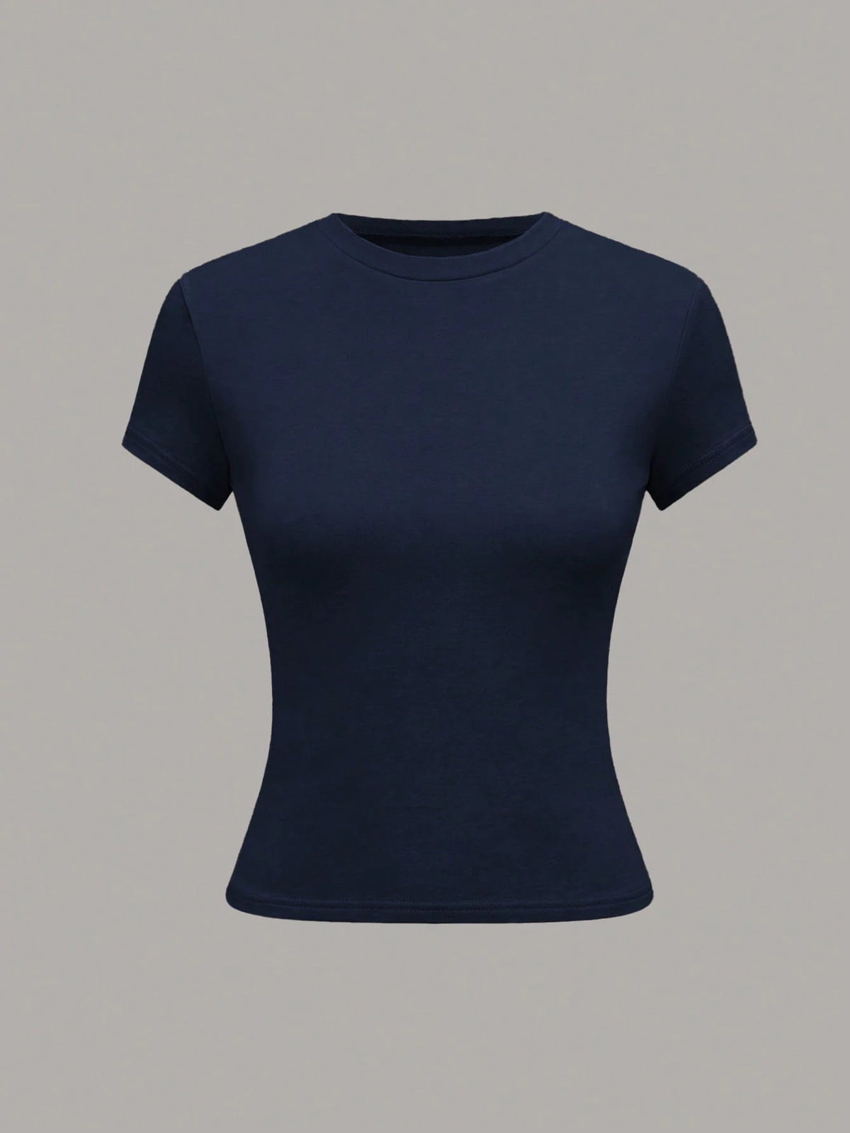 Nooralise Women's Solid Color Round Neck Short Sleeve Casual Versatile T-Shirt Everyday Navy Blue Dark Grey White Summer