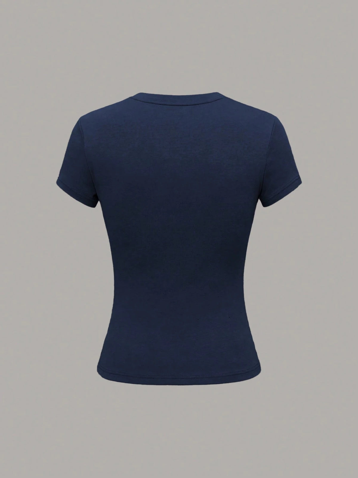 Nooralise Women's Solid Color Round Neck Short Sleeve Casual Versatile T-Shirt Everyday Navy Blue Dark Grey White Summer