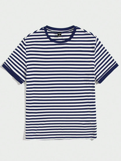 NORVETH Men's Striped Slim Fit Round Neck T-Shirt, Summer