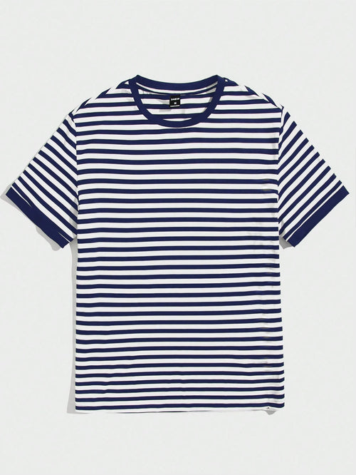 NORVETH Men's Striped Slim Fit Round Neck T-Shirt, Summer