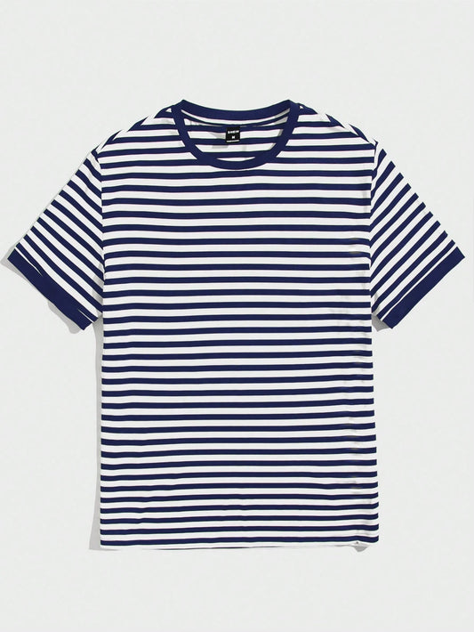 NORVETH Men's Striped Slim Fit Round Neck T-Shirt, Summer