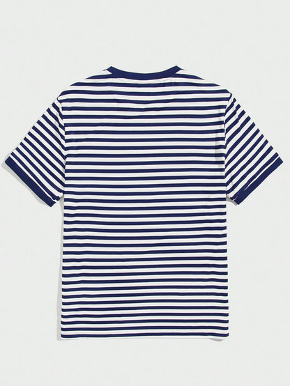 NORVETH Men's Striped Slim Fit Round Neck T-Shirt, Summer